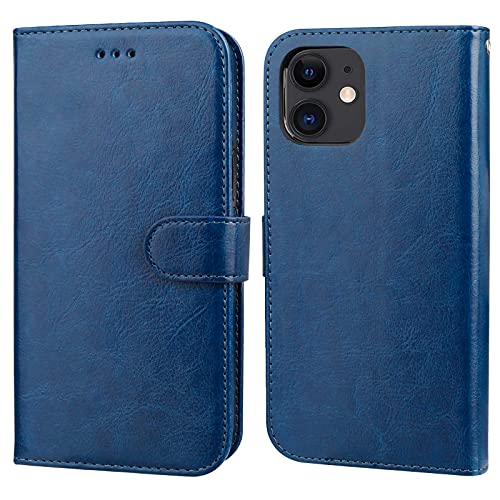 Bocasal Compatible with iPhone 12 & iPhone 12 Pro Wallet Case with Card Holder PU Leather Magnetic Detachable Kickstand Shockproof Wrist Strap Removable Flip Cover 6.1 inch (Blue) | Kickstand Card Slots Holder PU Leather Magnetic Shockproof Wrist Strap Re