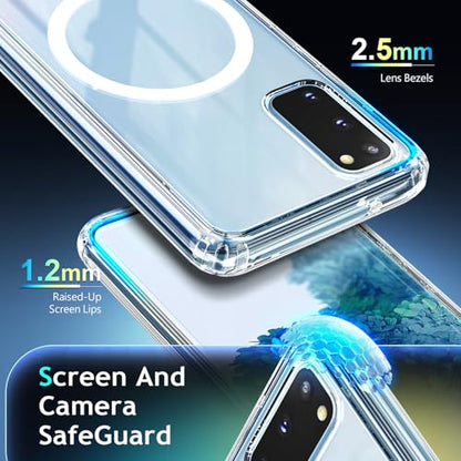 YZB Magnetic for Samsung Galaxy S20 & S20 5G Case, Clear | Compatible with MagSafe | Slim Fit Lightweight Shockproof, Military-Grade Protection, Yellowing Resistant Scratch-Resistant Back - color: Crystal Clear, size: Galaxy S20