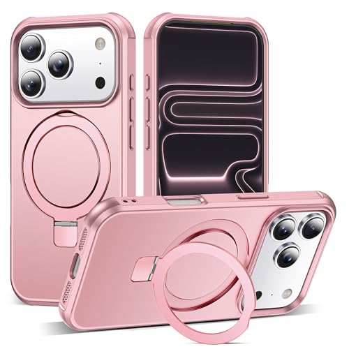 SKYLMW Compatible with iPhone 17 Pro Case with Stand,Rose Gold | iPhone 17 Pro Phone Case 6.3",Magnetic Ring Stand,Compatible with MagSafe,Military-Grade Protection,Great Grip Feeling - color: Rose Gold, size: Iphone 17 Pro