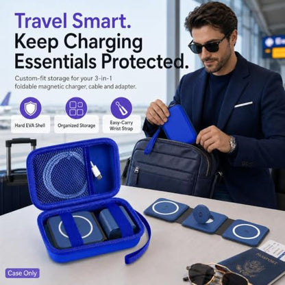 ANKHOH Travel Case for Iseyyox/for RTOPS/for QUZUDN 3 in 1 Wireless Charger - color: Blue