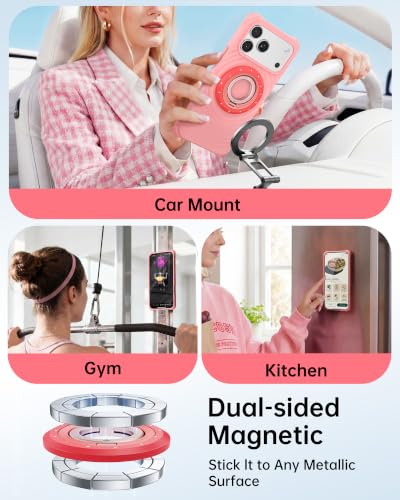 SYNCWIRE Magnetic Phone Ring Holder, for MagSafe Phone Grip Stand Kickstand - color: Berry Pop