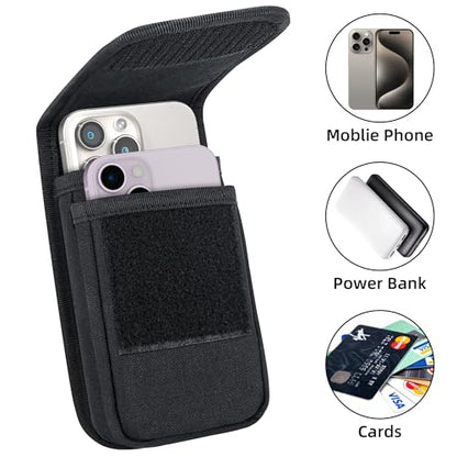 Urvoix Dual Cell Phone Pouch, Tactical MOLLE Belt Holster for Two Phones | Dual-Pocket Utility Belt Phone Holder for Power Bank & Cards, Heavy Duty Nylon Phone Bag for iPhone 17 Pro Max/16 Pro/15 Plus - color: Dual Bag