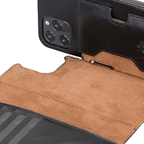 Venito Florence Leather Wallet Phone Case Compatible with iPhone 13 Pro Max (6.7 inch) - Extra Secure with RFID Blocking - Detachable Phone Wallet (Rustic Black)* - color: Rustic Black, size: iPhone 13 Pro Max