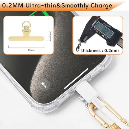 Phone Tether Tab, 360° Rotation Ultra-thin 0.2mm Bending Design Universal Stainless Steel Phone Lanyard Tab Without Adhesive,Metal Phone Lanyard Replacement Patch for Cell Phone (Silver) - color: H
