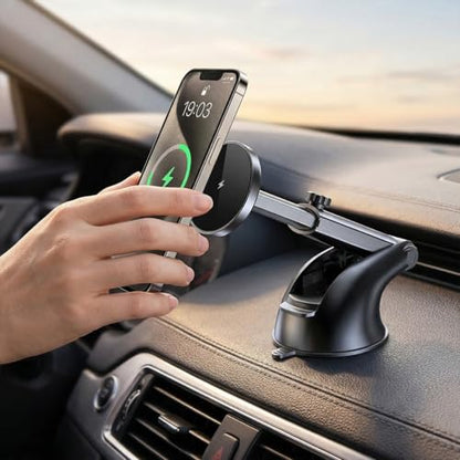 15W Car Mount Charger, Magnetic Wireless Suction Cup Vehicle Dashboard Cell Phone Holder with Air Vent Clip, Automotive Interior Windshield Smartphone Charger Mount, Universal Fit (Style D) - color: Style D