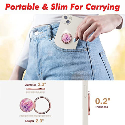 Phone Ring Grip Holder, 360° Rotation Cell Phone Grip Stand, Finger Ring Stand, Metal Finger Ring Grip Kickstand Compatible with iPhone 17 Pro Max 16 15 14 13 12 Magsafe Accessories, Purple - color: Heart Purple