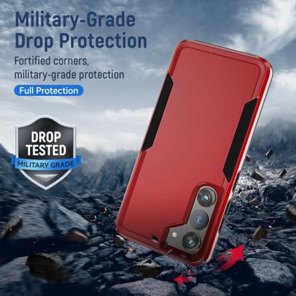 for Samsung Galaxy S23 Case with HD Screen Protector, Dual Layer Military Grade Drop Tested, Heavy Duty Rugged Shockproof Non-Slip Outdoor Protective Cover, Red - color: Red