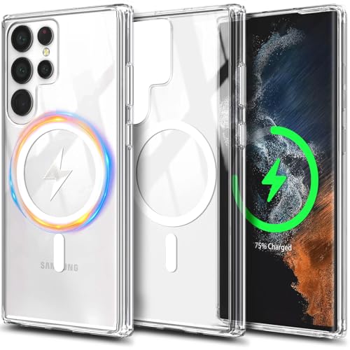 YZB Magnetic for Samsung Galaxy S22-Ultra Case, Clear | Compatible with MagSafe | Slim Fit Lightweight Shockproof, Military-Grade Protection, Yellowing Resistant Scratch-Resistant Back - color: Crystal Clear, size: Galaxy S22 Ultra