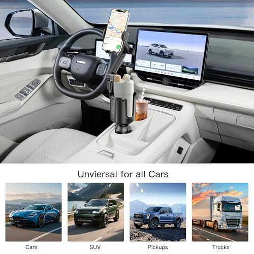 Cup Phone Mount for Car, Cup Phone Holder [2026 Upgraded] 20.5" Height Long Arm Phone Mount for Your Car/Truck/SUV Fit All 4.0-7.0in Smartphones iPhone, No Shake Design