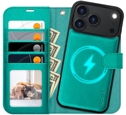 OCASE for iPhone 17 Pro Max Detachable Wallet Case with Card Holder, 2 in 1 PU Leather Flip Folio with RFID Blocking Stand Wrist Strap Shockproof Phone Cover 6.9 Inch 2025, Blue Green - color: Blue Green, size: iPhone 17 Pro Max