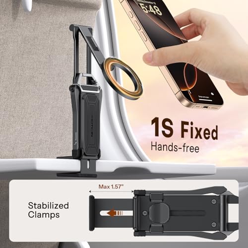 OMOTON TP02 [360° Rotating] Stable Clip Magnetic Phone Tripod for iPhone 17 - color: 1-Black
