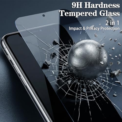 3 Pack Privacy Screen Protector for Samsung Galaxy S24 Plus/S24+ Anti Spy Private Tempered Glass Film, Fingerprint Unlock, Anti Scratch, 9H Hardness, Bubble Free, Case Friendly