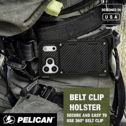 Pelican Shield iPhone 17 Pro Max Case - Rugged MagSafe Phone Case - Carbon | Magnetic Phone Case w/24ft Military Grade Drop Protection - Phone Cover w/ Belt Clip Holster Kickstand for iPhone 17 Pro Max - color: Carbon - Pro Max, style: iPhone 17 Pro Max
