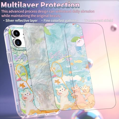 Compatible with iPhone 11 Case,with [Soft Slim][Camera Protection] Cute Fishing Cats Shiny Aesthetic Phone Cover Anti-Yellowing Shockproof Protective Cover for Women Girl - color: Fishing Cats, size: iPhone 11