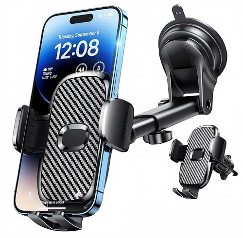 FESIYOYE Car Phone Holder[Military-Grade 360°Suction Cup] Phone Holders for Your Car Universal Accessories Air Vent Dashboard Windshield Phone Mount Automotive Cradles Fit Shower & Wall Mounts iPhone