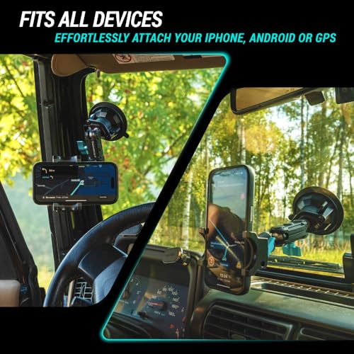CARMOUNT TitanX100 – Suction Cup Phone Mount for Car & Truck – Heavy Duty Metal Phone Holder, Windshield Phone Mount for iPhone, Android, GPS & All Devices - style: TitanX100
