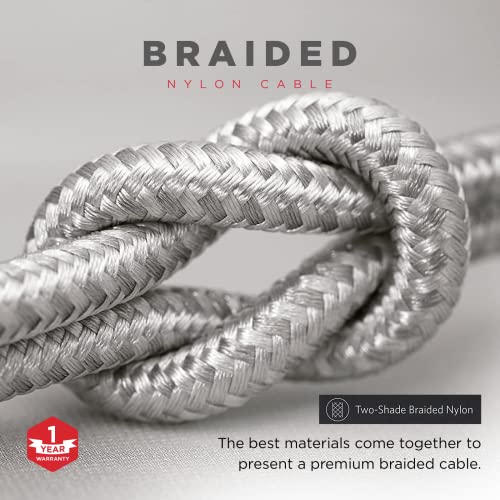 USB-C to Lightning Cable, 10ft Braided Nylon Metallic iPhone Charger Cord, (MFi Certified) Sync Cable Compatible with iPhone Lightning Port Devices | Silver - size: 10 FT