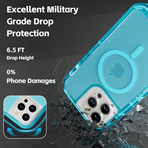 Follaroma Magnetic for iPhone 14 Pro Max Case, Heavy Duty Cases, Blue, 6.7" | Compatible with MagSafe, Heavy Duty Shock proof Protection, Military-Grade Anti-Drop, Dual Layer Transparent Protective Cover - color: Blue, size: iPhone 14 Pro Max 6.7''