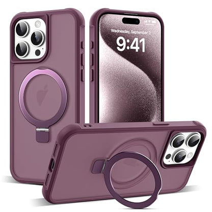 SKYLMW Compatible with iPhone 15 Pro Case with Stand,Wine Red | iPhone 15 Pro Phone Case 6.1",Magnetic Ring Stand,Compatible with MagSafe,Military-Grade Protection,Great Grip Feeling - color: Wine Red, size: Iphone 15 Pro