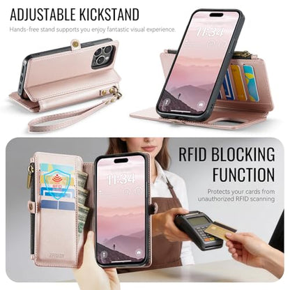 for iPhone 14 Pro - Phone Case Wallet Magnetic, Champagne Gold - color: Champagne Gold, size: iPhone 14 Pro