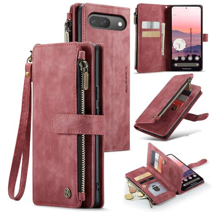 Google Pixel 10/Pixel 10 Pro 5G Wallet Case with Card Holder,Red - color: Red, size: Pixel 10/10 Pro 6.3 Inch