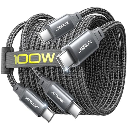 JSAUX 100W USB C to USB C Cable [2-Pack 10FT], PD Fast Charging, Grey - color: Grey, size: 10ft+10ft