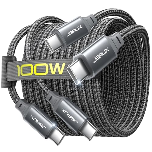 JSAUX 100W USB C to USB C Cable [2-Pack 15FT], PD Fast Charging, Grey - color: Grey, size: 15ft+15ft