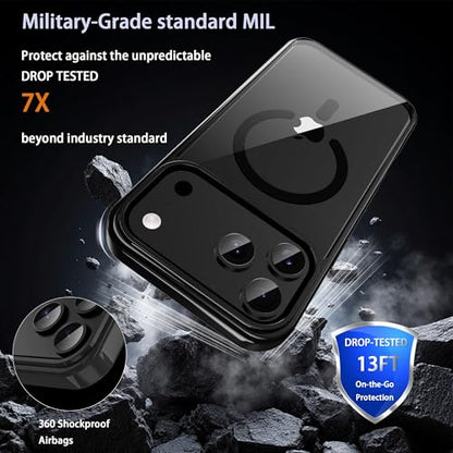 Magnetic iPhone 17 pro max Case Phone Case Cover, Screen Protectors X1, Compatible with Magsafe, Anti Yellowing,Slim,Shockproof, Protective (Black Magsafe, iPhone 17 pro max) - color: Black Magsafe, size: iPhone 17 Pro Max