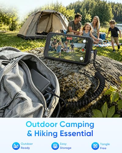SUNGUY Long Right Angle Coiled USB C Cable 5FT [Stretches from: 1.3-3.3FT] - size: 5FT