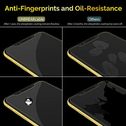 UNBREAKcable 3-Pack Screen Protector for iPhone 11/XR Tempered Glass | Shatterproof, Easy Install, 9H Hardness, 99.99% HD Clear, Bubble-Free, Anti-Fingerprint, Scratch Resistant, Case Friendly - size: iPhone 11/XR
