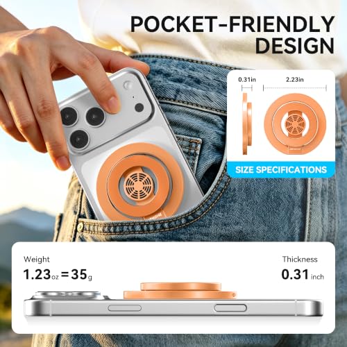 Magnetic Phone Ring Grip for MagSafe Compatible with iPhone 17/16(Orange) - color: Orange