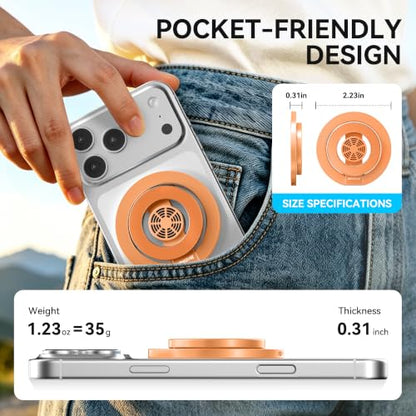 Magnetic Phone Ring Grip for MagSafe Compatible with iPhone 17/16(Orange) - color: Orange