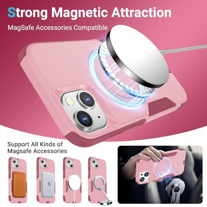 jaroco Magnetic for iPhone 13&14&15 Case Heavy Duty Rugged Dual-Layer Pink - color: Pink, size: iPhone 13&14&15