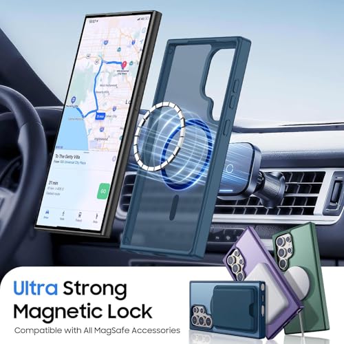 Magnetic for Samsung Galaxy S24 Ultra Wallet Case with Card Holder﻿ | Compatible with MagSafe, Shockproof Phone Cover with Detachable RFID Blocking Card Slot, Deep Blue - color: Deep Blue, size: S24 Ultra 6.8"