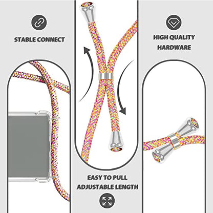 for Google Pixel 7 Pro Phone Case Clear Adjustable Shoulder Neck Lanyard Crossbody Cover Women Girls Soft TPU Slim Shockproof Protective Hanging Strap Mobile Case for Pixel 7 Pro - Rainbow - size: Google Pixel 7 Pro