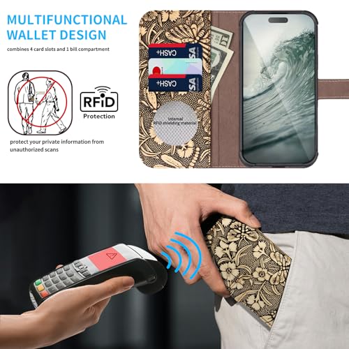 Genuine Leather Wallet Case for iPhone 16 Pro 6.3'' White | 2-in-1 Magnetic Detachable, Flip Folio Cover, Card Slots, RFID Blocking, Shockproof Protection - color: White, size: 16 Pro 6.3‘’