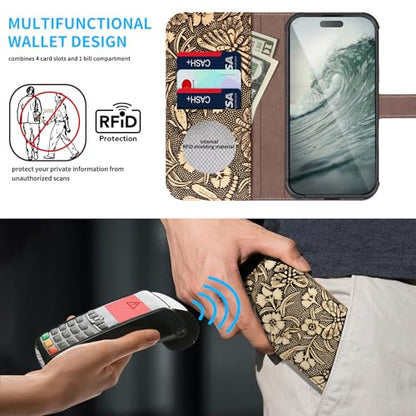 Genuine Leather Wallet Case for iPhone 16 Pro 6.3'' White | 2-in-1 Magnetic Detachable, Flip Folio Cover, Card Slots, RFID Blocking, Shockproof Protection - color: White, size: 16 Pro 6.3‘’