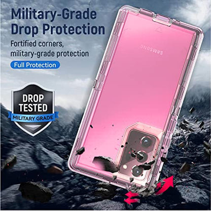 YmhxcY Galaxy Note 20 Ultra Case - 3 Layer Drop Protection, Shockproof Silicone, Transparent Pink - color: Transparent pink