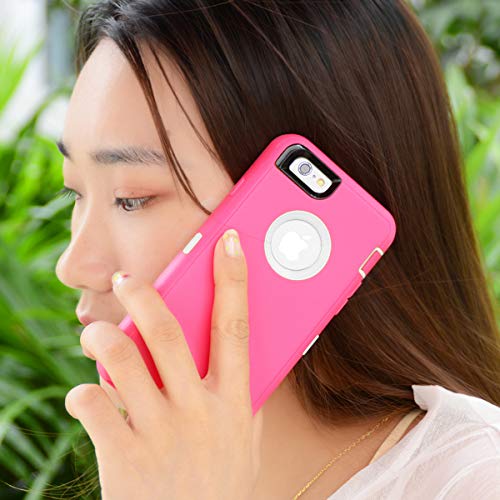 MAXCURY with iPhone 6 Case iPhone 6s Case Heavy Duty Shockproof Series Case for iPhone 6/6S (4.7")-V2 with Built-in Screen Protector Compatible with All US Carriers - Rose/White - color: Rose/White