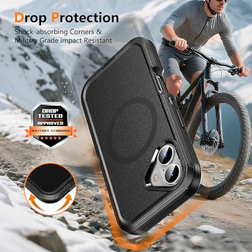 TUTUKII Magnetic for iPhone 17 Case with Belt Clip Holster (Black) | MagSafe Compatible, Heavy-Duty Military-Grade Drop Protection, 3-Layer Rugged Shockproof Protective Cover 6.3-Inch - size: iPhone 17 6.3“
