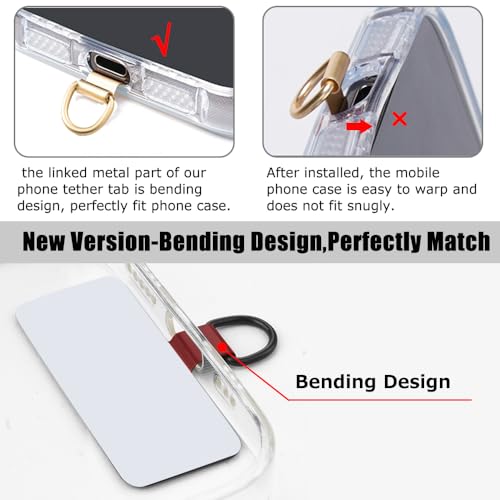 Phone Tether Tab 2pcs,0.2mm Ultra-thin Phone Metal Patch,Universal Phone Lanyard Patch for most phone (D) - color: D