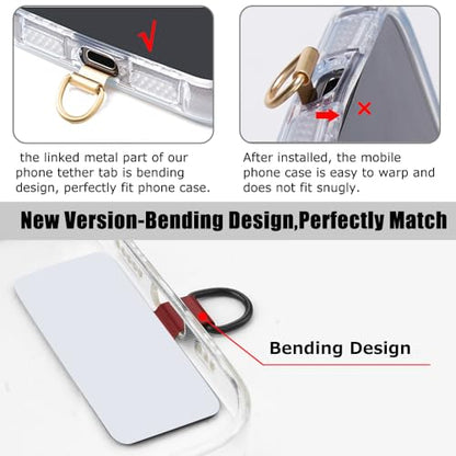 Phone Tether Tab 2pcs,0.2mm Ultra-thin Phone Metal Patch,Universal Phone Lanyard Patch for most phone (D) - color: D