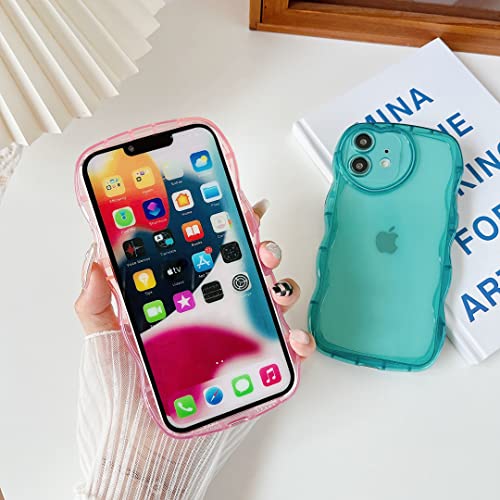 Qokey for iPhone 11 Case (2019 6.1"),Cute Clear Love Design,with Love-Heart Camera Frame Wavy Edge Transparent Full Protective Soft TPU Shockproof Phone Cover for Women Girls Pink - size: for iPhone 11