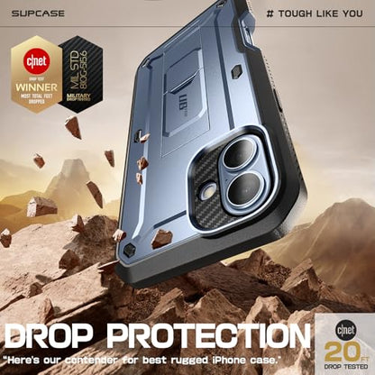 SUPCASE for iPhone 16 Case with Screen Protector & Kickstand, Blue - color: Tilt