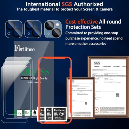 Ferilinso 3 Pack Screen Protector for iPhone 14 / iPhone 13, Tempered Glass - size: iPhone 14-6.1 INCH