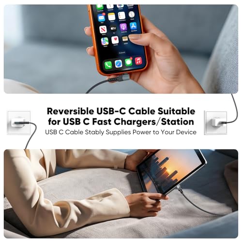 90 Degree USB C Cable 10FT Fast Charging, 60W Right Angle Type C to USB-C
