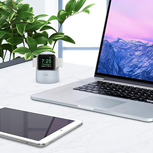 AhaStyle iWatch Stand Silicone Charging Dock Holder Accessories for Apple Watch Series 8/Ultra/SE2/7/6/SE/5/4/3/2/1(49/45/44/42/41/40/38mm), Supports Nightstand Mode【Adapters NOT Included】(Light Blue) - color: Light Blue