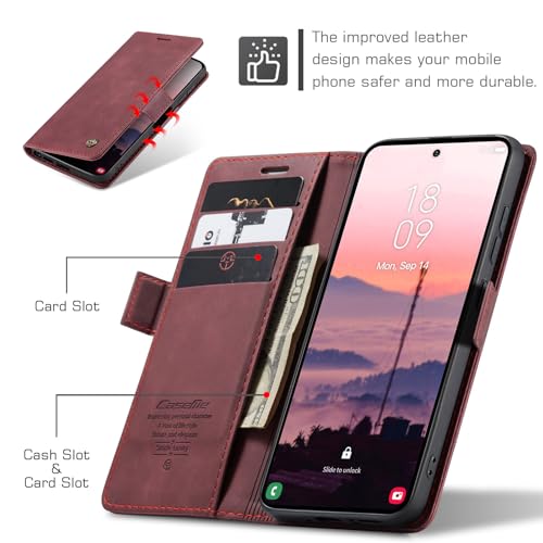 Compatible with Samsung Galaxy S26 Ultra Case with Card Holder, Kickstand Protective Flip Folio Leather Wallet Case for Galaxy S26 Ultra 5G 6.9 inch (Wine Red) - color: Wine Red, size: S26 Ultra 6.9 Inch