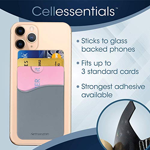 USA Merchant Redesigned Card Holder - Silicone Stick on Cell Phone Wallet with Pocket for Credit Card ID Business Card - iPhone Android & Smartphones (Black, White, Grey) - color: Black, White, Grey