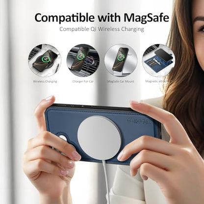 Shieldtop Compatible with MagSafe iPhone 17 Wallet Case,Blue | 2 in 1 Detachable Magnetic,Credit Card Holder Slots,RFID Blocking,PU Leather,Kickstand,Flip Folio Phone Cover for Men & Women - color: Blue, size: iPhone 17 - 6.3"